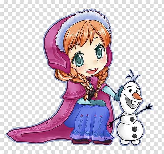 Anna Elsa Chibi Drawing , cute snowman transparent background PNG clipart