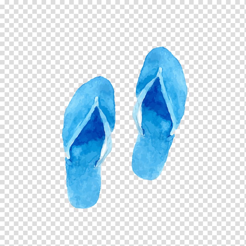 Flip-flops Slipper Watercolor painting Sandal, Hand-painted blue sandals transparent background PNG clipart