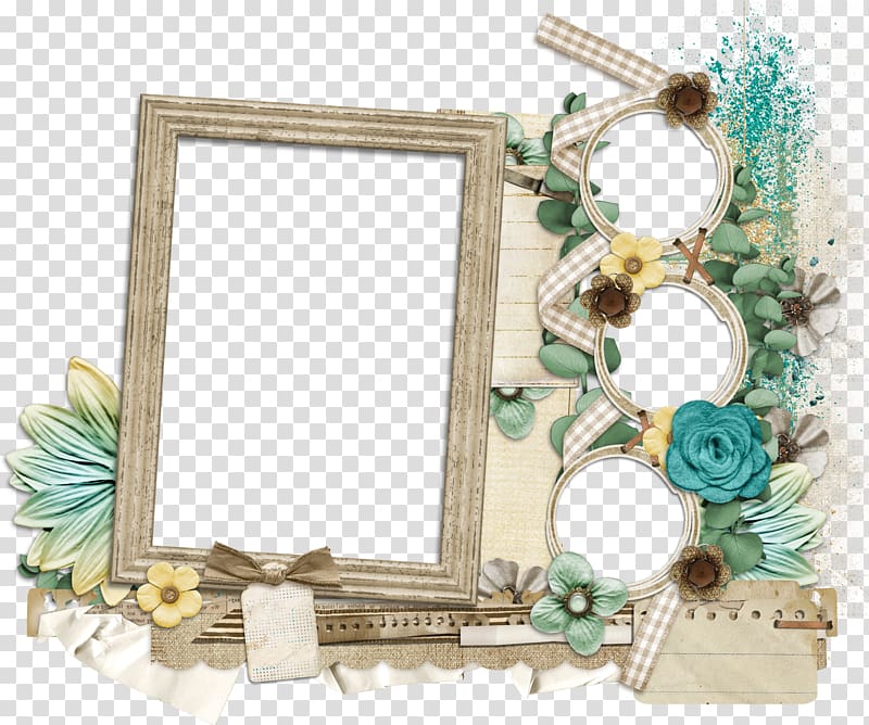 brown and green floral frame , Frames, others transparent background PNG clipart