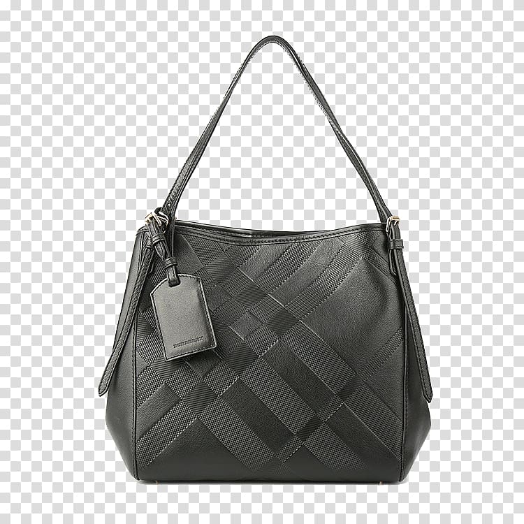 Hobo bag Burberry Handbag Tote bag Leather, BURBERRY,Burberry handbag black embossed transparent background PNG clipart