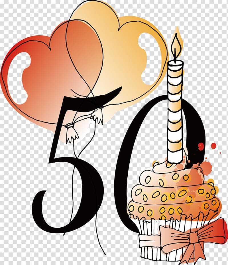 cupcake and 50 , Birthday Vecteur , 50th anniversary birthday transparent background PNG clipart