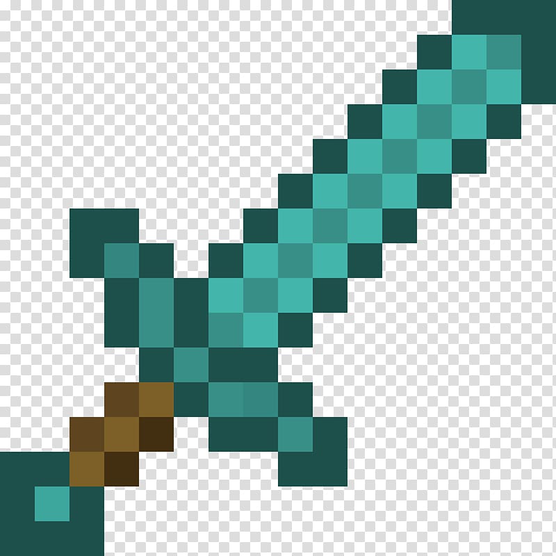 teal pixel sword, Minecraft: Pocket Edition Minecraft: Story Mode Sword Video game, Minecraft transparent background PNG clipart
