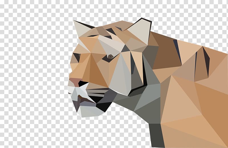 Tiger Lion Cat Low poly Illustration, Geometric diamond tiger transparent background PNG clipart