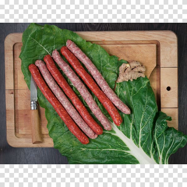 Chard Bratwurst Romaine lettuce Cabanossi Droëwors, sausage transparent background PNG clipart