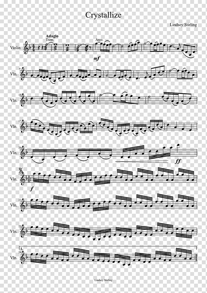 24 Caprices for Solo Violin Capriccio Sheet Music Crystallize, Lindsey Stirling transparent background PNG clipart