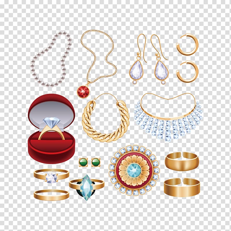 Pearl necklace Ring, necklace and ring transparent background PNG clipart