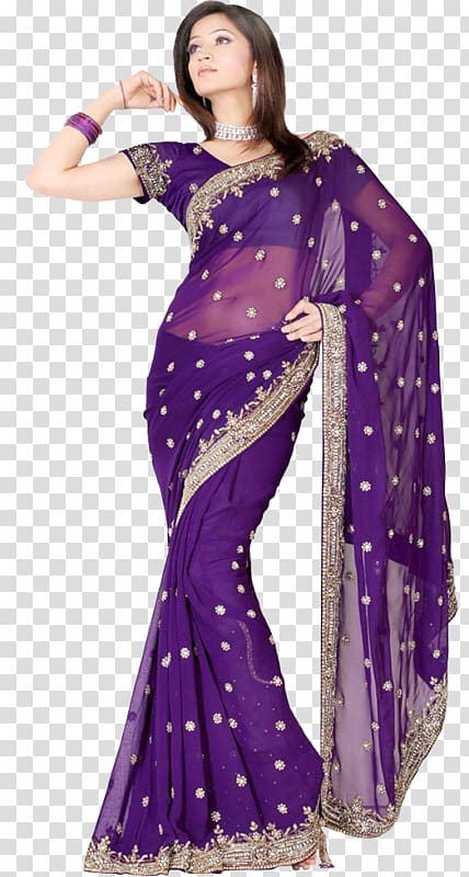 Wedding sari Georgette Clothing Purple, purple transparent background PNG clipart