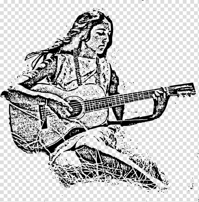 Drawing Folk music Black and white Line art , folk transparent background PNG clipart
