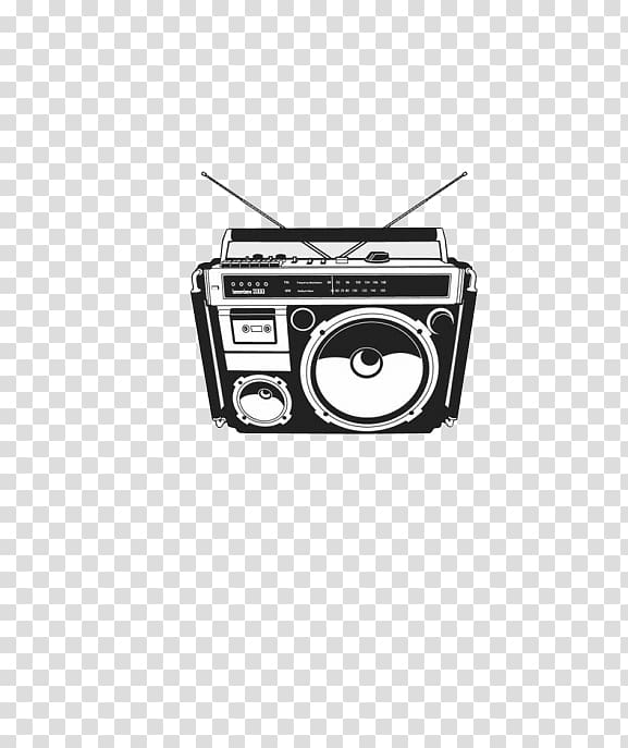 1980s Boombox Compact Cassette , Black Radio transparent background PNG clipart
