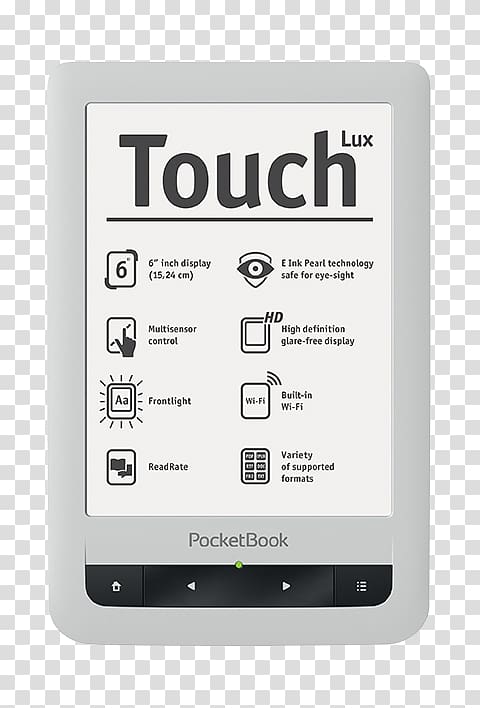 E-Readers PocketBook International eBook reader 15.2 cm PocketBookTouch Lux Pocketbook Touch HD Hardware/Electronic PocketBook touch e-Book Reader, White PB622WHITE, others transparent background PNG clipart