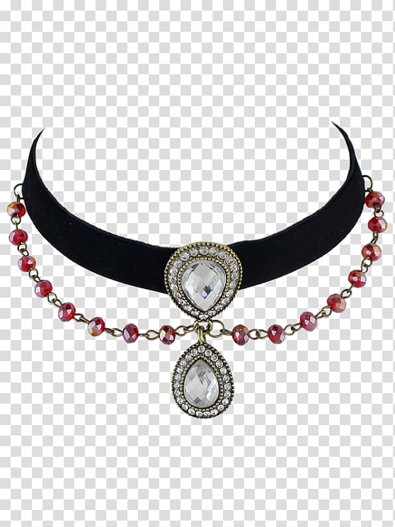 Necklace Choker Velvet Gemstone Collar, low collar transparent background PNG clipart