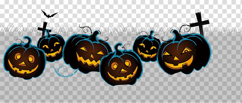 black, orange, and blue Halloween pumpkin with cross illustration, Halloween Cucurbita Pumpkin, Halloween Pumpkin collection transparent background PNG clipart
