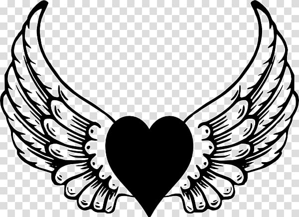 Angel Drawing , Heart With Wings transparent background PNG clipart