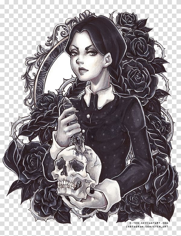 Morticia  Gomez Addams Spooky Heart Tattoo Style Design Sticker for Sale  by Spellbound666  Redbubble