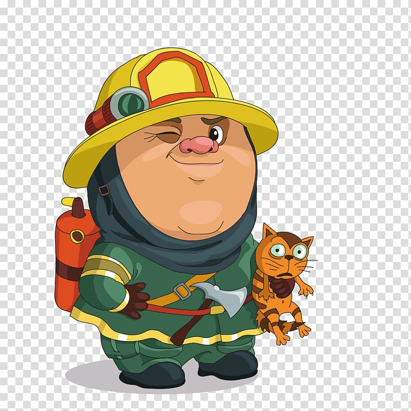 Cartoon , Lovely firefighter transparent background PNG clipart