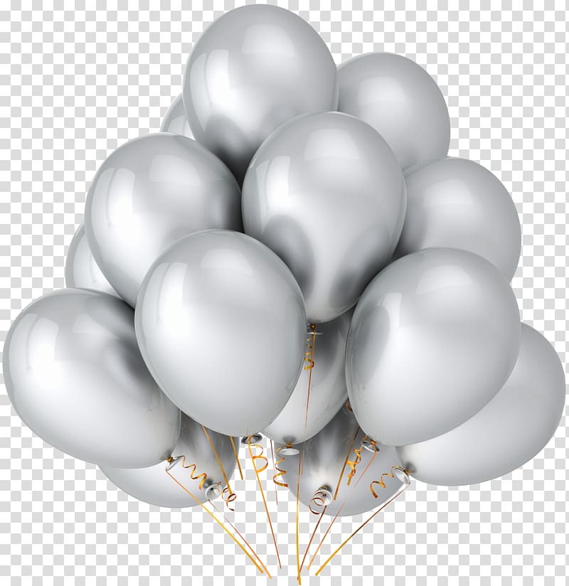 Balloon Party Metallic color Birthday Silver, Silver Balloons , silver balloons transparent background PNG clipart