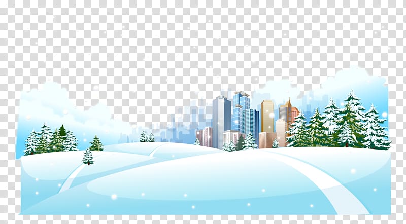 Snow Winter Illustration, Winter City poster background factors transparent background PNG clipart
