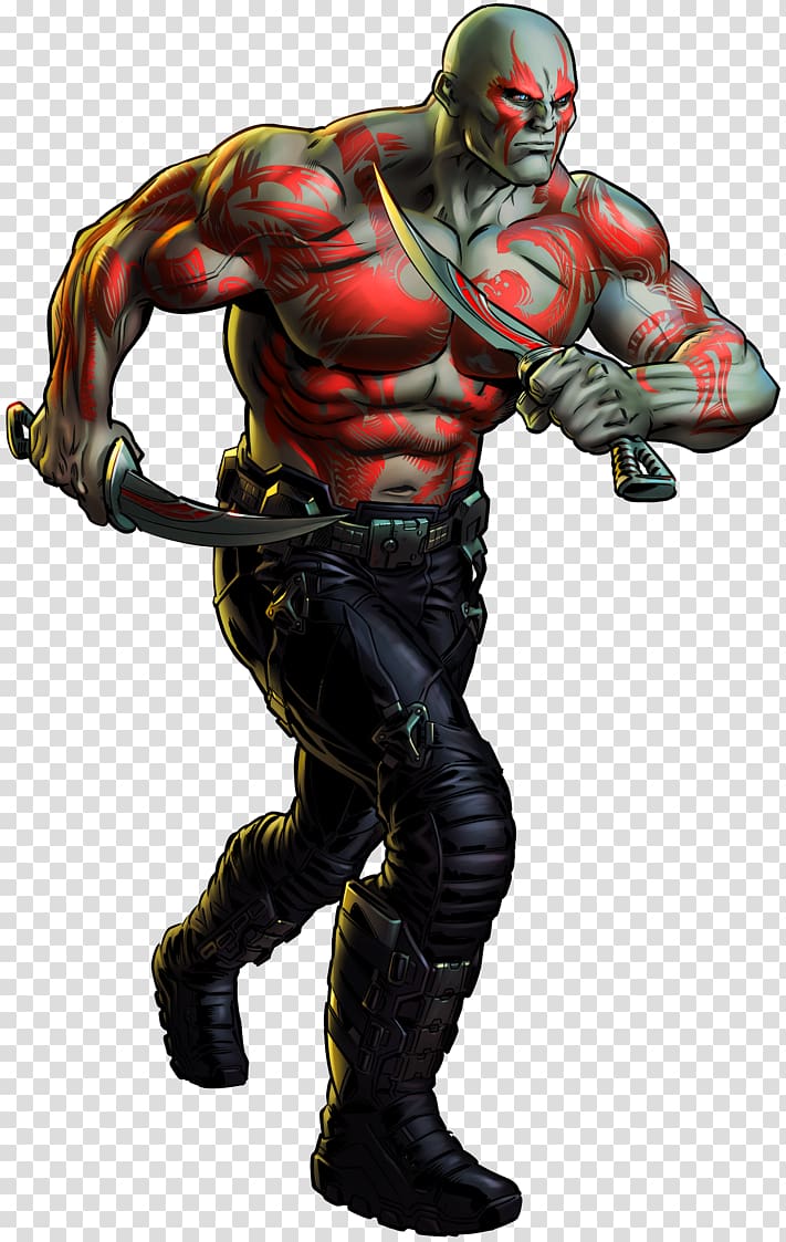 man holding sword illustration, Marvel: Avengers Alliance Drax the Destroyer Thanos Gamora Marvel Cinematic Universe, dave bautista transparent background PNG clipart