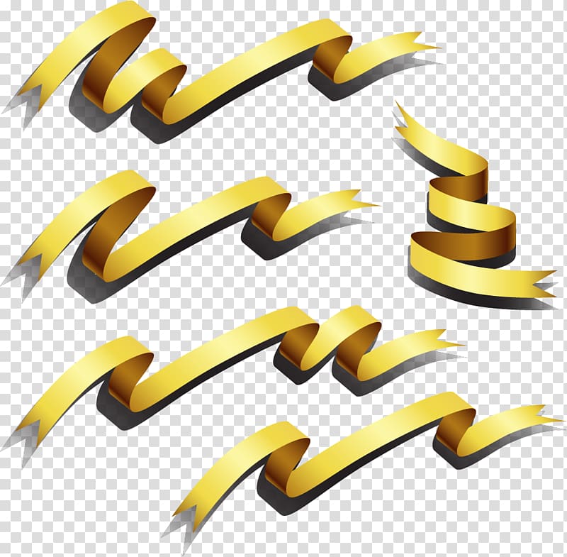 Computer Icons Gold Yellow, Gold ribbon transparent background PNG clipart