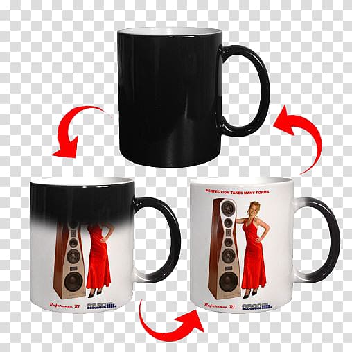 black and white ceramic magic mug, Magic mug Printing Personalization Coffee cup, mug transparent background PNG clipart
