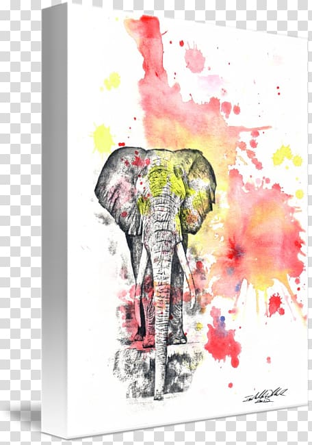 Watercolor painting Art Elephant Canvas print, painted elephant transparent background PNG clipart
