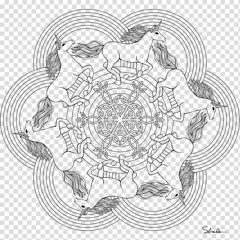 Mandala Coloring book Unicorn Ausmalbild, unicorn transparent background PNG clipart