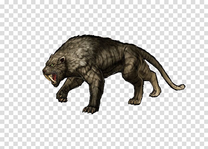 ARK: Survival Evolved Allosaurus Sabretooth Saber-toothed tiger Saber-toothed cat, dinosaur transparent background PNG clipart