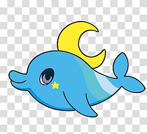 blue dolphin with crescent moon , Irukatchi transparent background PNG clipart