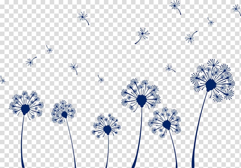 six dandelions illustration, Euclidean , Cartoon painted dandelion transparent background PNG clipart