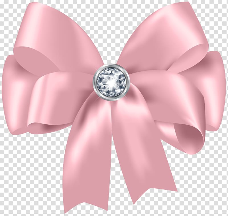 pink ribbon, Diamond Bow and arrow Ring Jewellery, Beautiful Pink Bow with Diamond transparent background PNG clipart