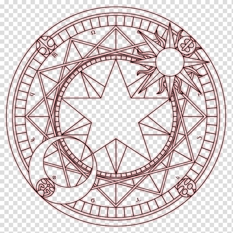 round black star and sun illustration, Cardcaptor Sakura: Clear Card Sakura Kinomoto Magic circle, magic circle transparent background PNG clipart