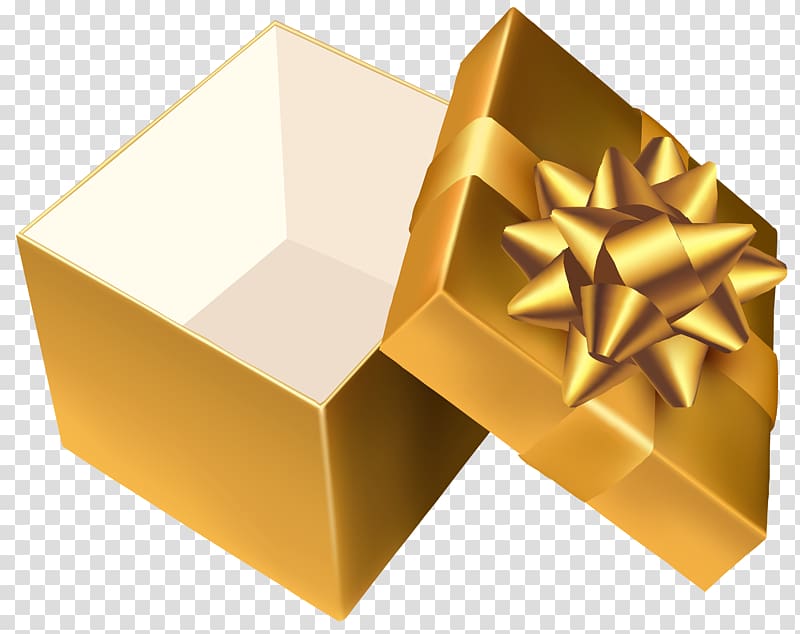 Gift Decorative box , Gold ribbon gift box transparent background PNG clipart