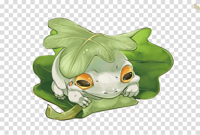 Tree frog Warabimochi Cartoon Illustration, The frogs in the leaves transparent background PNG clipart
