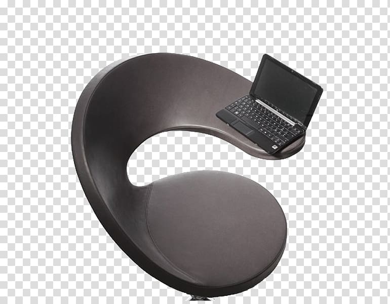 Egg Eames Lounge Chair Designer, Place the computer on a black chair transparent background PNG clipart