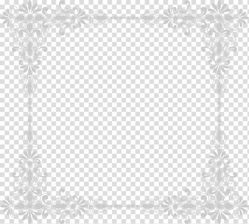 White Black Area Pattern, Grey flower frame transparent background PNG clipart