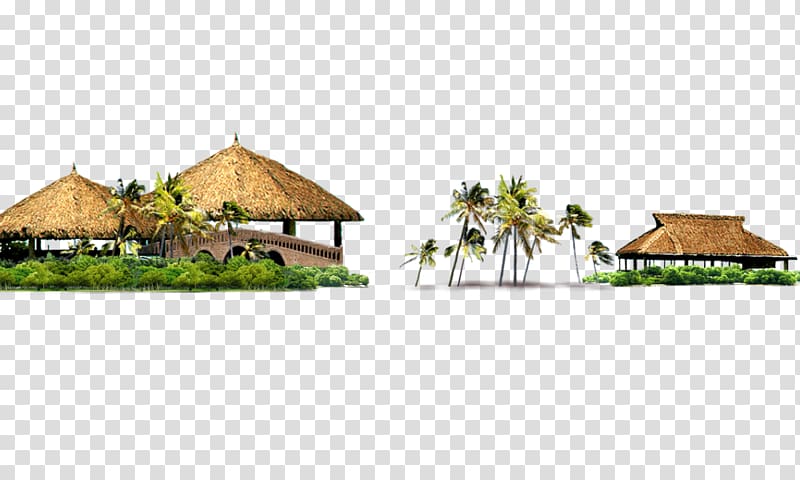 three brown gazebos, House, Island Building transparent background PNG clipart