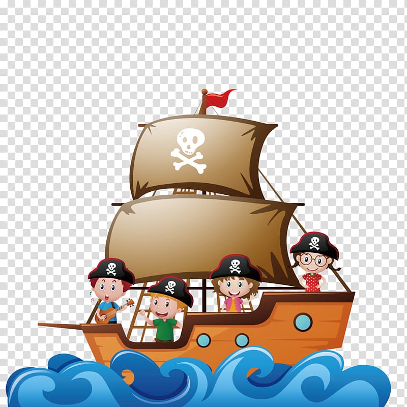 Piracy Child Ship Illustration, Pirate Ship transparent background PNG clipart