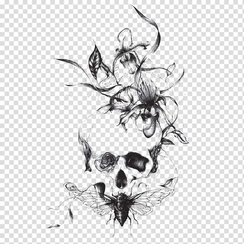 Abziehtattoo Skull Henna Skin, tattoo transparent background PNG clipart