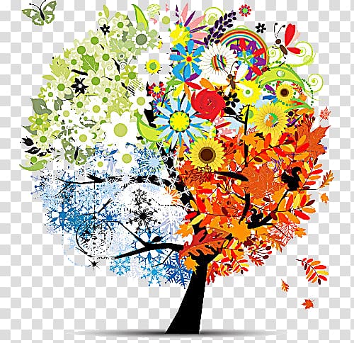 four seasons tree transparent background PNG clipart