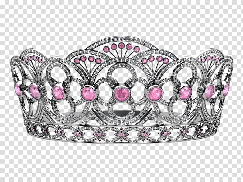 pink and clear jeweled silver-colored tiara, Crown Princess Tiara , Best Free Crown transparent background PNG clipart