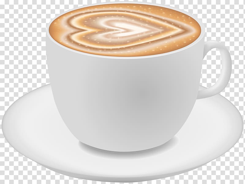 cappuccino on teacup with heart design, Cappuccino White coffee Ristretto Cuban espresso Caffè Americano, Coffee with Heart transparent background PNG clipart