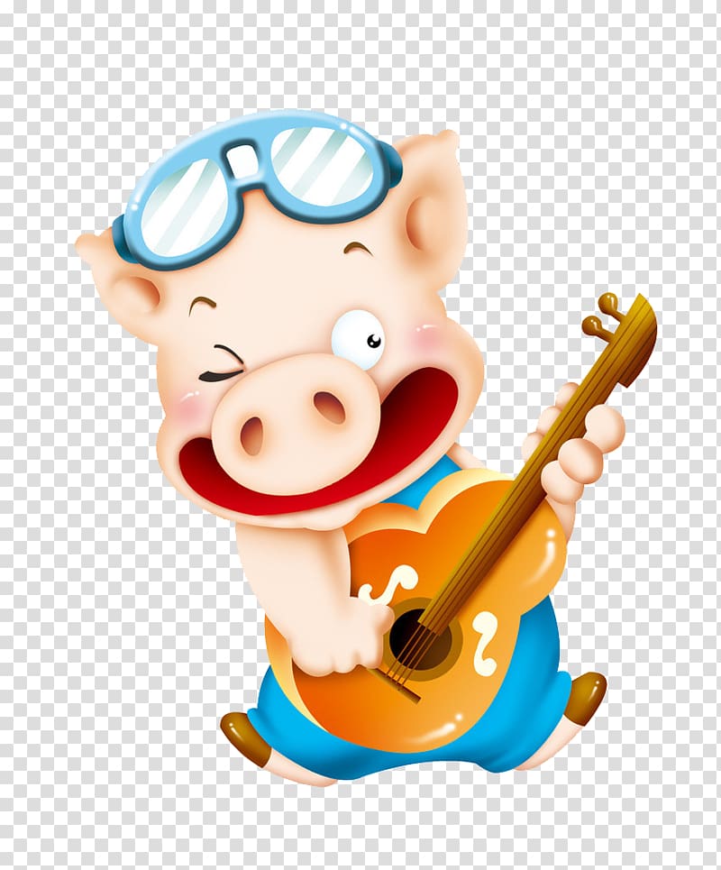 pig playing guitar illustration, Domestic pig Cute Funny Pig Creature Quest, Strategy RPG Tactical Monsters Rumble Arena,Tactics & Strategy Illustration, pig transparent background PNG clipart