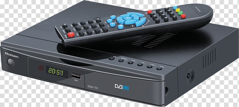 DVB-T2 Digital television Set-top box Digital Video Broadcasting TV Tuner Cards & Adapters, satellite receiver transparent background PNG clipart