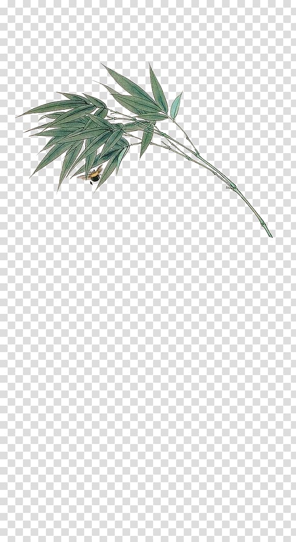Bamboo Ink wash painting Advertising, Bamboo leaves on the bees transparent background PNG clipart