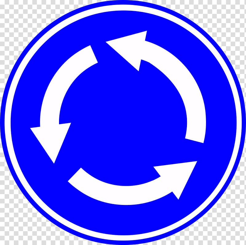 Traffic sign Road Mandatory sign Roundabout, road transparent background PNG clipart