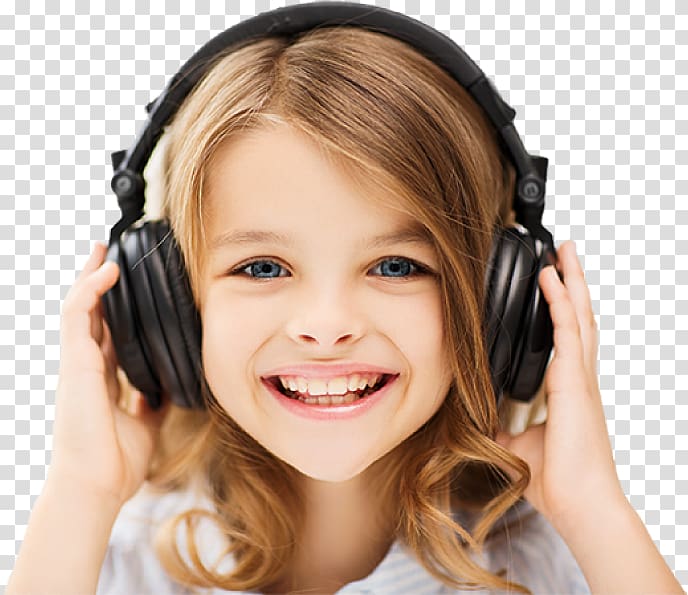 Headphones Child, girl with headphones transparent background PNG clipart