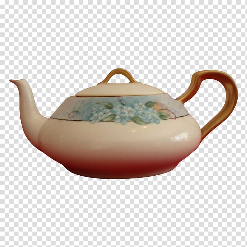 Limoges Teapot Haviland & Co. Kettle Ceramic, hand painted teapot transparent background PNG clipart