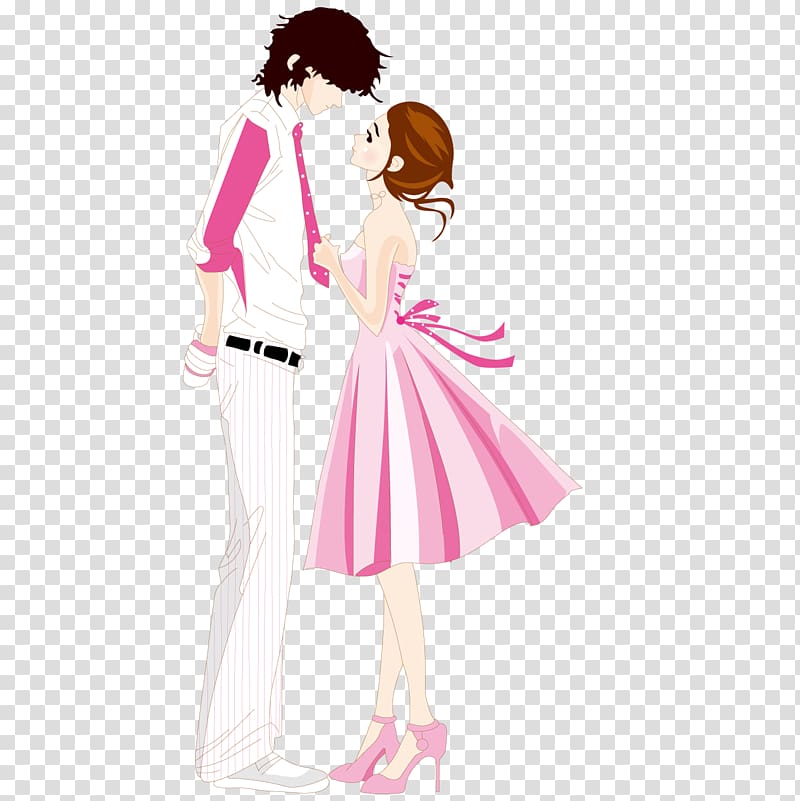 Cartoon couple Valentines Day Romance u5c0fu8aaa, Sweet lover transparent background PNG clipart