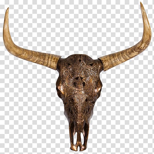 Cattle Bronze sculpture Skull Metal, buffalo skull transparent background PNG clipart