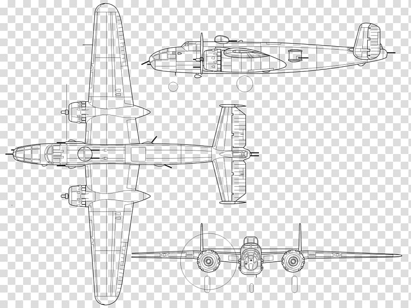 Airplane Aircraft North American B-25 Mitchell Line art Drawing, airplane transparent background PNG clipart